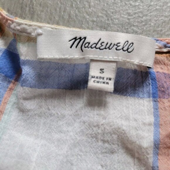 Madewell Women's V-Neck Shoulder-Ruffle Top in Plaid size XS - Picture 3 of 5